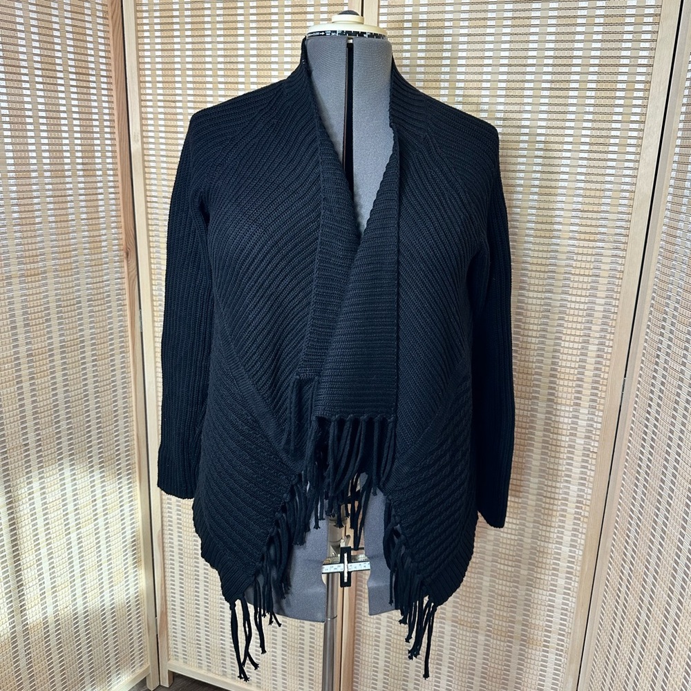Chico's Black Fringe Cardigan